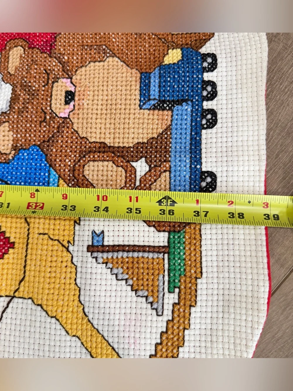 Janlynn Completed Christmas Cross Stitch Tree Skirt Trio Of Teddies 1989